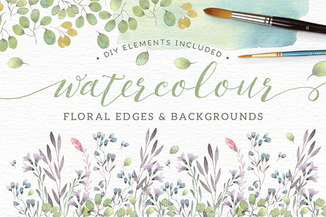 Watercolor floral edges + backgrounds par Lisa Glanz