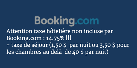 taxe non comprise booking