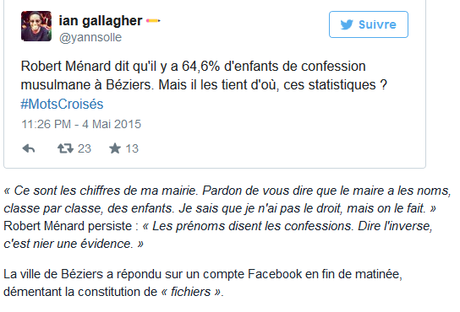 Ménard, ce salopard, va-t-il aussi rétablir le port obligatoire de l’étoile jaune à Béziers ? Ménard, ce salopard, va-t-il aussi rétablir le port obligatoire de l’étoile jaune à Béziers ?
