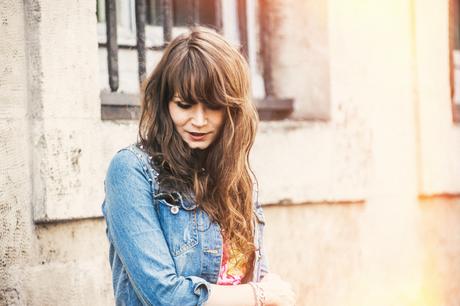 Geometric flowers veste jean feme