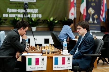 Échecs : Maxime Vachier-Lagrave 0-1 Fabiano Caruana dans la ronde 4 - Photo © Kirill Merkurev Échecs : Maxime Vachier-Lagrave 0-1 Fabiano Caruana dans la ronde 4 - Photo © Kirill Merkurev