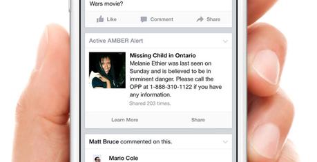Facebook lance un système d’alerte AMBER au Canada