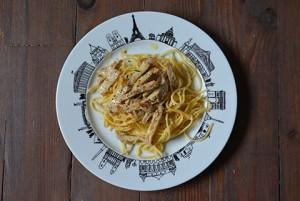 assiette-paris-escaloppe-creme l'assiette Paris accueille une recette intemporelle, les escalopes de veau à la crème sur un lit de spaghetti fraiches