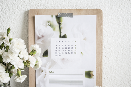 calendrier, à imprimer, printable, flower, fleuri, romantique, hellocoton, calendar, juin, june,