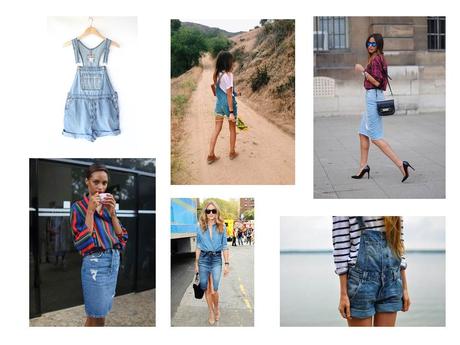 Jean overalls and skirt