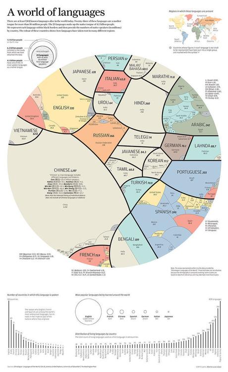 Une infographie fascinante sur la répartition des langues parlées à travers le monde