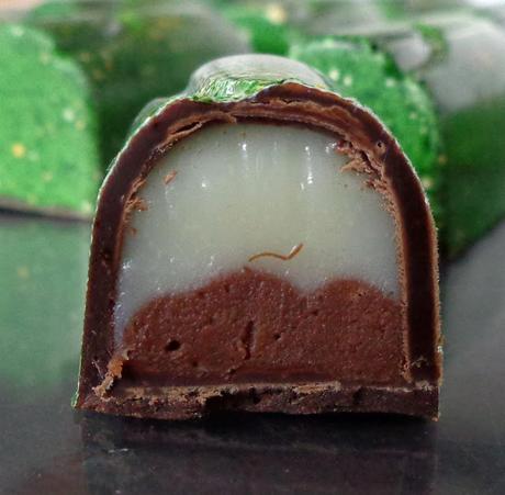 Chocolats fins : ganache citron vert et ganache coco