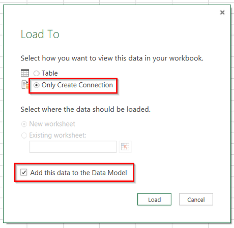 Load to data model