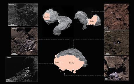 Rosetta cartographie l’eau autour de « Tchouri » et observe des points brillants à sa surface ESA_Rosetta_OSIRIS_ICE_CONTEXT-1024x640