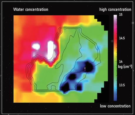 Rosetta cartographie l’eau autour de « Tchouri » et observe des points brillants à sa surface abondance de l'eau autour de Tchouri