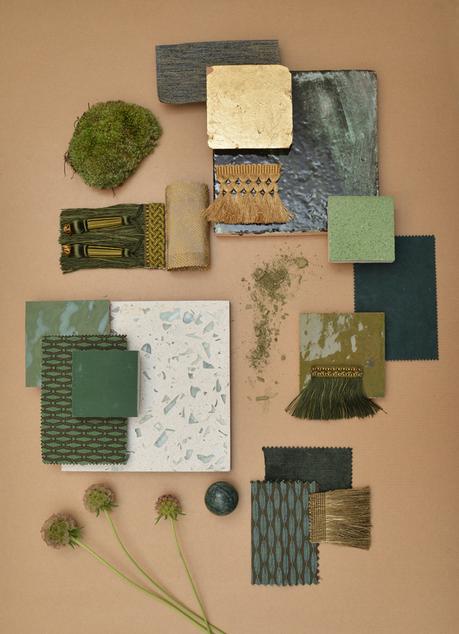 Le Nu Sauvage Palette Palette Le Nu Sauvage, Green Material board, Interior Design Paris / Planche matériaux