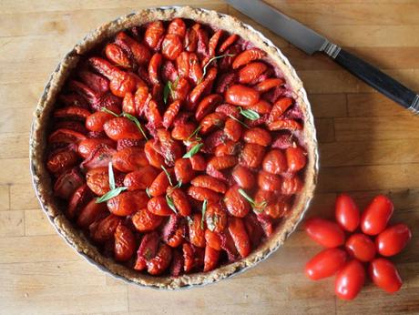 Tarte tomates, fraises parfum basilic