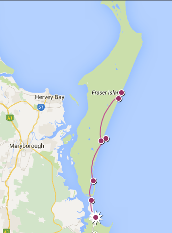 Une journée d’adrénaline en famille sur Fraser Island Notre itinéraire sur Fraser Island, Australie - 2012