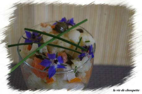 salade de chou-fleur, surimi et saumon fumé-49