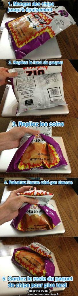 Comment Refermer un Paquet de Chips En Utilisant Uniquement le Sachet Voici comment fermer le paquet de chips pour le finir plus tard 
