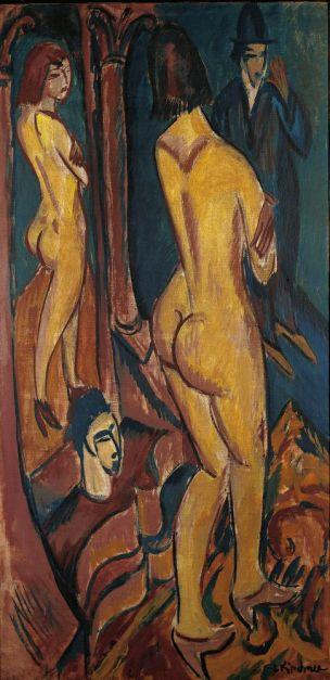 Ernst Ludwig Kirchner - Nu au miroir avec un homme 1912 Brucke Museum Berlin