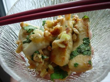 Tofu caramélisé, ail, coriandre cacaouette tofu caramélisé japonais