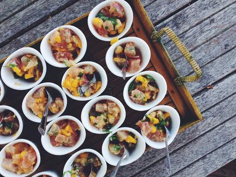 Ceviche de thon, mangue, coriandre Ceviche de thon, mangue, coriandre