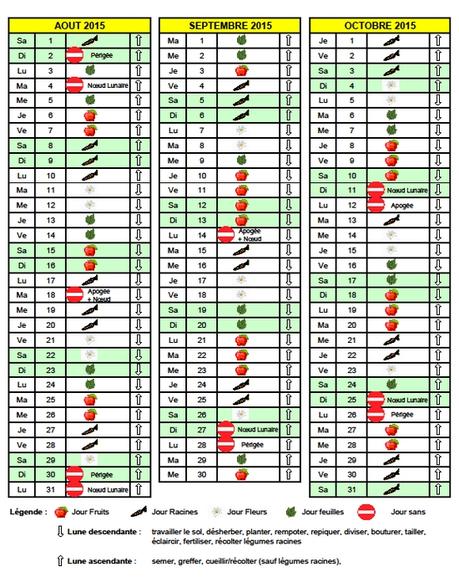 Jardiner avec la lune : calendrier d’août, septembre et octobre 2015