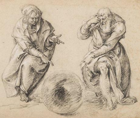 La boule mystérieuse Heraclite et Democrite Gheyn dessin preparatoire