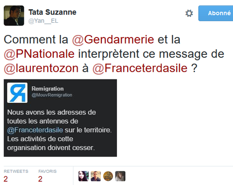 Le mouvement de Laurent Ozon et ses racailles menacent France Terre d’Asile