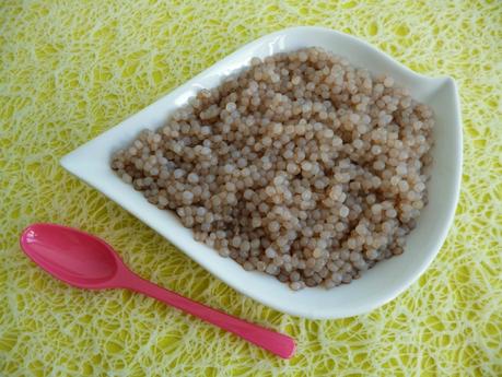 risotto de konjac et sa sauce chocolat à 10 kcal (diététique, allégé, hypocalorique, sans sucre ni beurre et riche en fibres) P1230799
