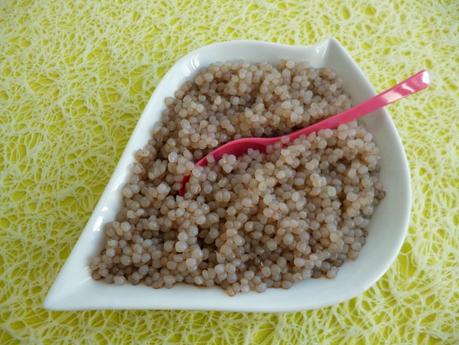 risotto de konjac et sa sauce chocolat à 10 kcal (diététique, allégé, hypocalorique, sans sucre ni beurre et riche en fibres) P1230810