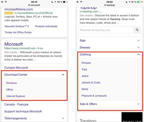 Google teste les liens sitelink extensibles sur la recherche mobile Google teste les liens sitelink extensibles sur la recherche mobile