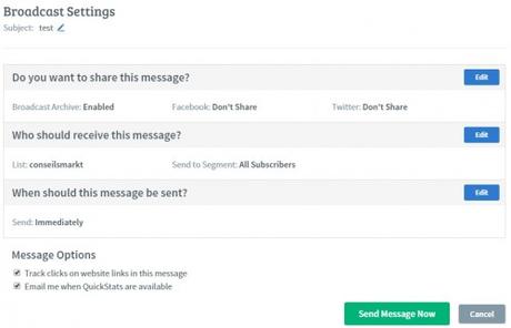 Découvrez la nouvelle ergonomie d’envoi de messages d’Aweber ! options aweber
