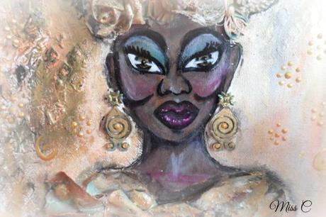 Canvas mixed media femme africaine