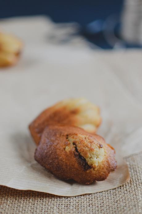 Madeleines à la noix de coco, coeur fondant au chocolat Madeleines noix de coco, coeur fondant au chocolat