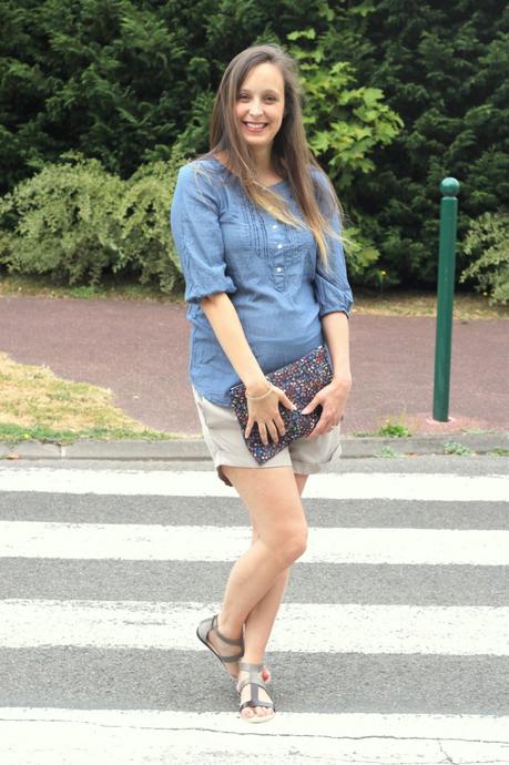 Un look simple mais féminin en Liberty et denim top-denim-short4
