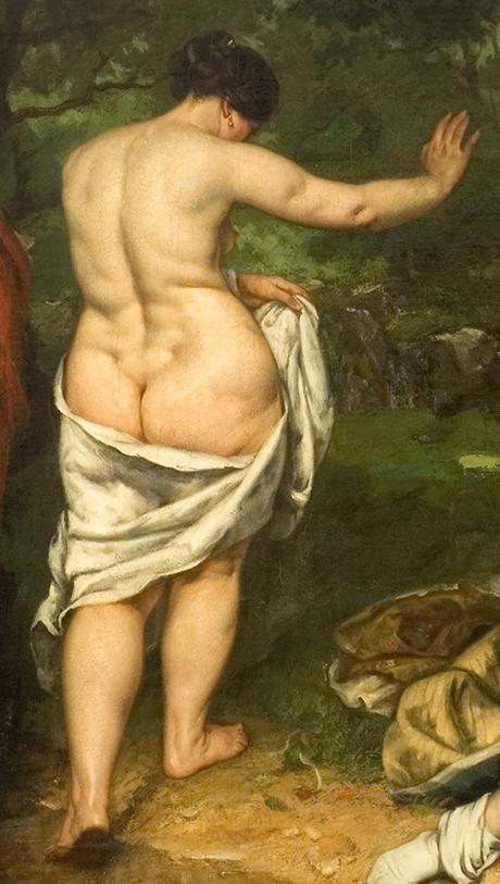 Peinture. Photographie. Modèles, muses, emprunts... Julien Vallou de Villeneuve, Mme Bonion, 1853 - Courbet, Les Baigneuses, (détail) 1853