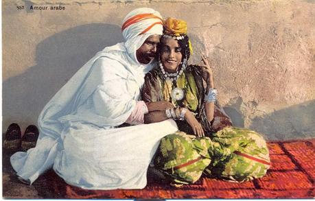 Peinture. Photographie. Modèles, muses, emprunts... Phototypie Lehnert, Amour arabe, carte postale vers 1910 - Etienne Dinet, La Quesba