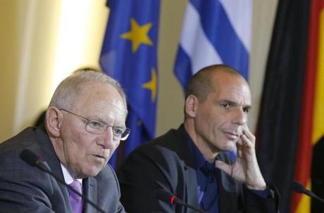 Wolfgang Schäuble et Yanis Varoufakis