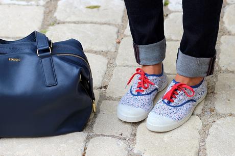 New boyfriend (1P10S) tennis baskets Bensimon fleurs Liberty