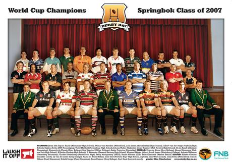 Le rugby scolaire Sud-Africain Springboks champion du Monde en 2007 avec leurs maillots d’école