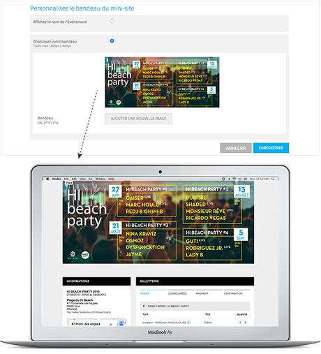 Créer une belle billetterie avec Weezevent : le mini-site Bandeau / bannière du mini-site