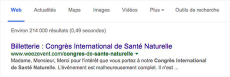 Créer une belle billetterie avec Weezevent : le mini-site Titre du mini site sur google