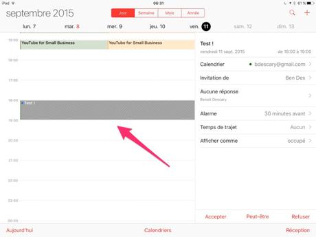 iPhone, iPad iOS 9: 2 nouvelles fonctionnalités de l’application Calendrier