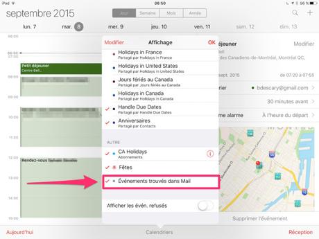 iPhone, iPad iOS 9: 2 nouvelles fonctionnalités de l’application Calendrier