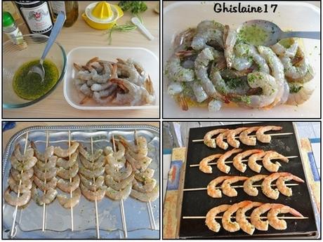 Brochettes de gambas en persillade et sauce au pastis Brochettes de gambas en persillade et sauce au pastis