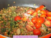 Courgettes-lentilles-tomates et quinoa crémeux (Végétarien)