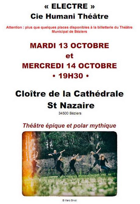 « ELECTRE » les MARDI 13 OCTOBRE et MERCREDI 14 OCTOBRE à Béziers « ELECTRE » les MARDI 13 OCTOBRE et MERCREDI 14 OCTOBRE à Béziers
