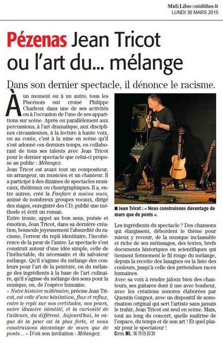 Jean Tricot à la Médiathèque de Florensac le vendredi 18 septembre Jean Tricot à la Médiathèque de Florensac le vendredi 18 septembre