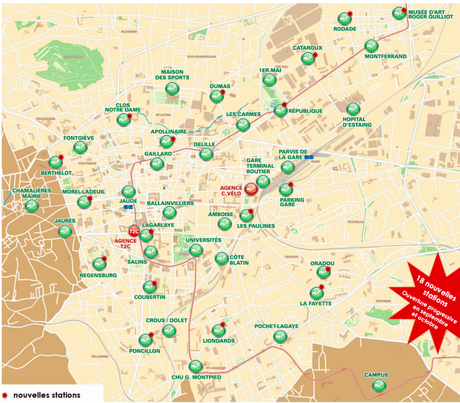 40 stations C.Vélo fin octobre 2015 à Clermont-Fd et Chamalières 40stations-cvelo