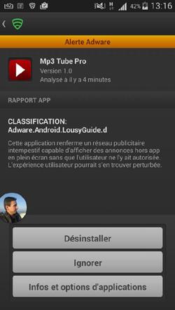 Virus Android: Comment les détecter, les éliminer et s’en protéger ? lookout-resulat-positive
