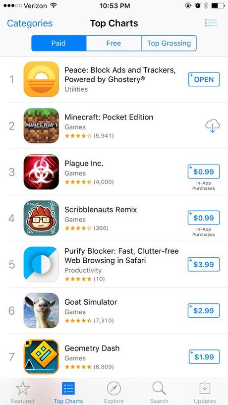 iOS 9 et les bloqueurs de pub: Peace repose en paix iOS 9 et les bloqueurs de pub: Peace repose en paix