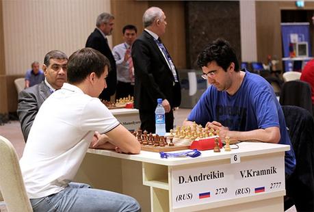 L'élimination de Kramnik par son compatriote Dmitry Andreikin © Site officiel Le joueur d'échecs russe Kramnik éliminé par son compatriote Dmitry Andreikin
