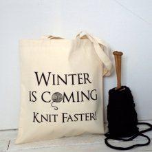 tote-bag tricot winter is coming Sélection Etsy pour les triconautes !